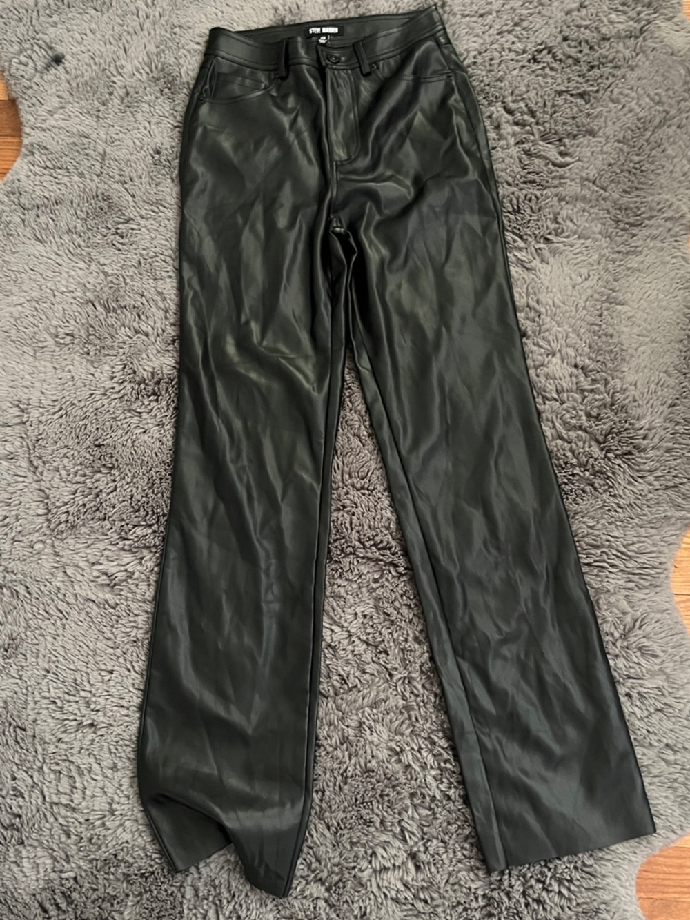 Steve Madden Black Faux Leather Straight Leg Pants